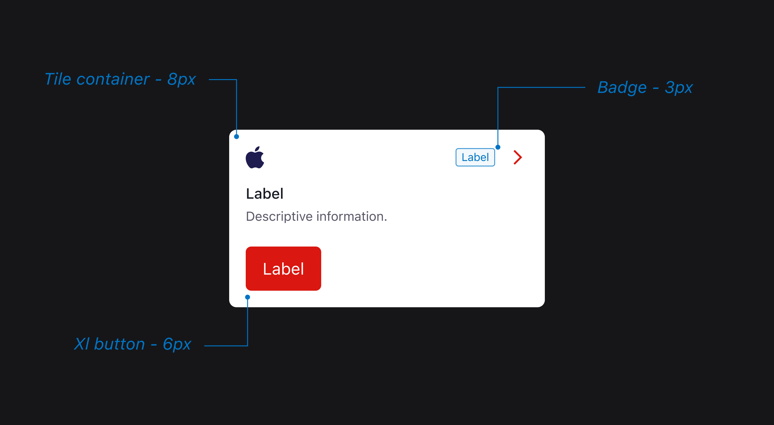 Graphic showing a group of elements that use different border radius values.