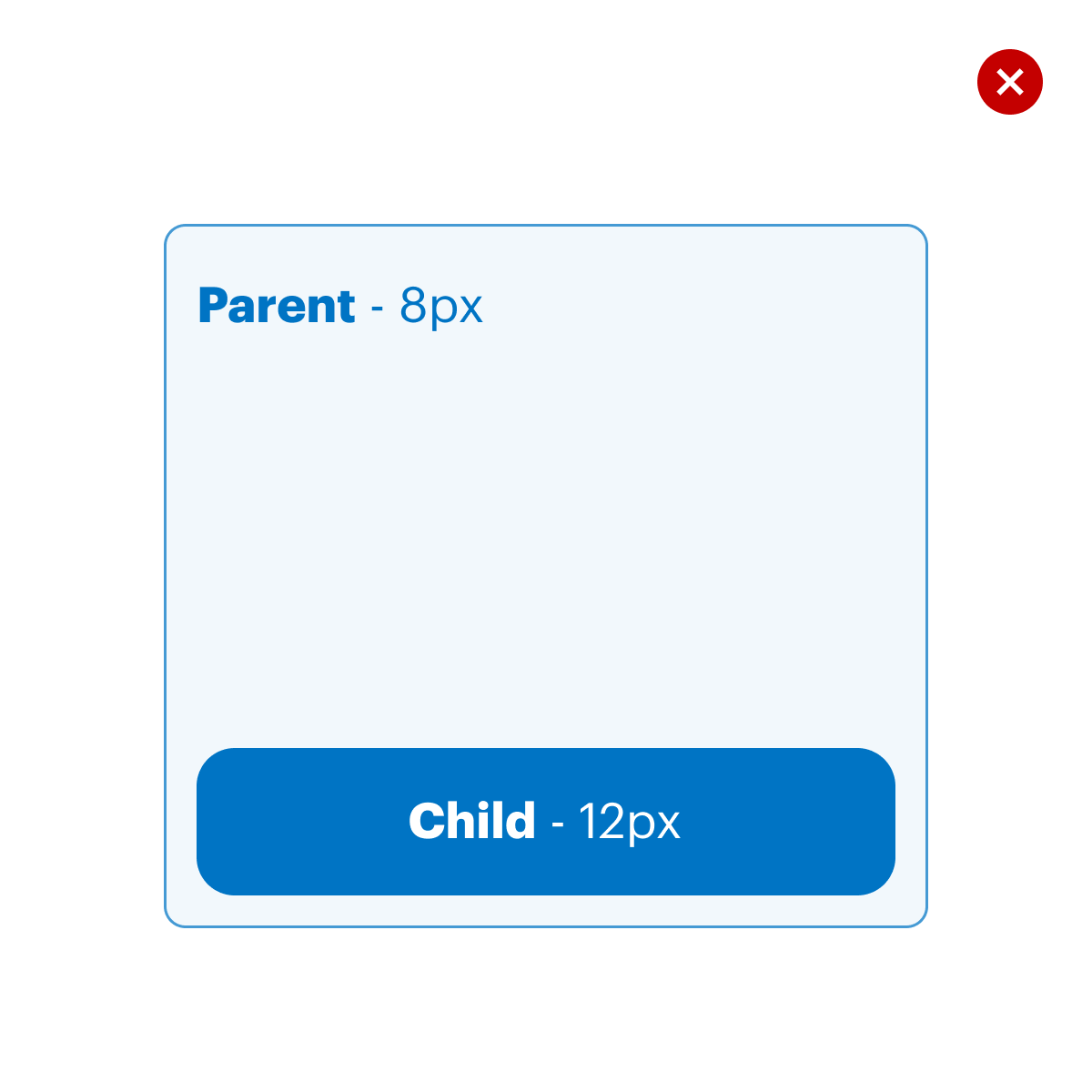 Graphic showing the wrong way to apply border radius