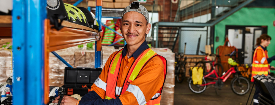 S’Moe from grant partner Good Cycles, a Melbourne-based bike and maintenance social enterprise creating jobs for young people at risk of disengagement.