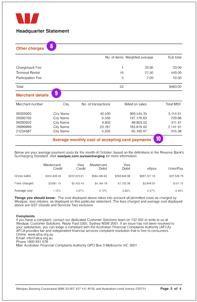 Sample chain or headquarter statement tab tax invoice page 3
