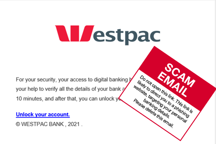 Scam email - Westpac - Digital_Banking_Blocked  - Sep 2021