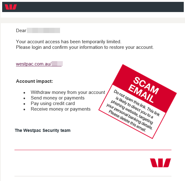 Scam email - Westpac - Account_Access_Limited  - May 2021