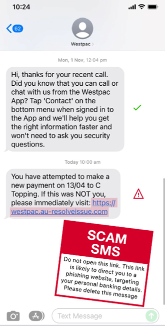 Scam message - Westpac_Scam_SMS_March_2022