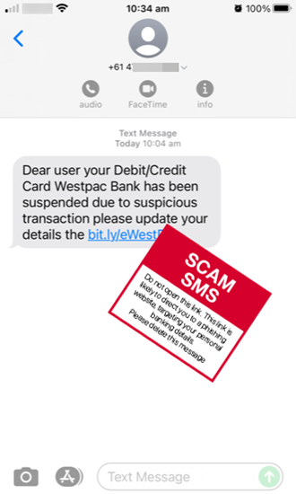 Scam message - Debit - Credit Card_Suspended - July 2021