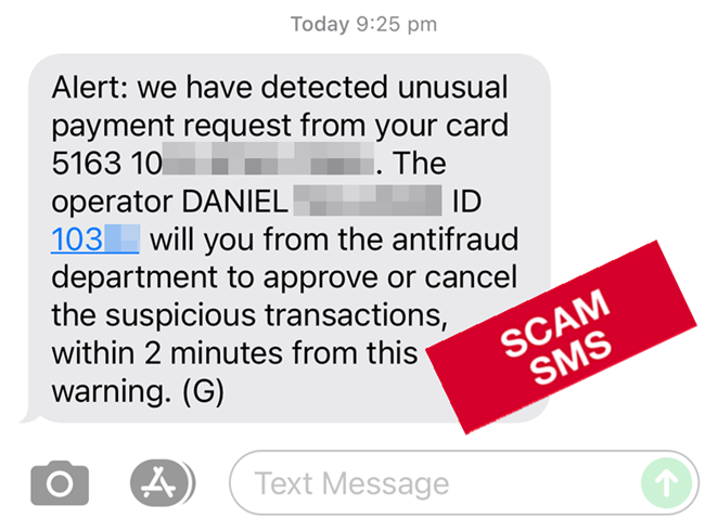 Scam message - Unusual_Card_Payment_Request_Mar_22