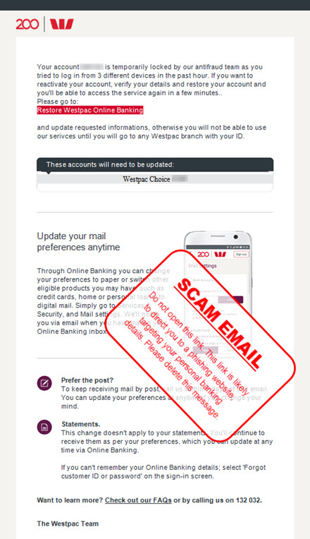 Latest Scams Westpac