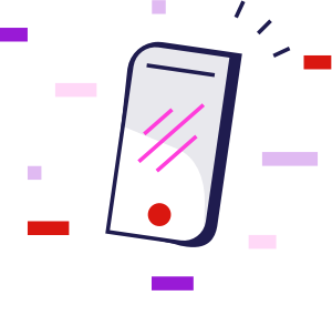 An illustration of a smartphone with black, purple and lilac colours.