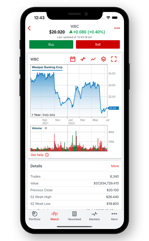 Westpac Share Trading App