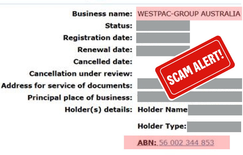 Image of Westpac Group Australia impersonation scam alert
