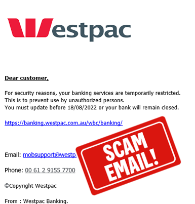 Image of scam email